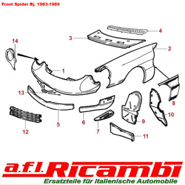 Schottblech vorn rechts Alfa Spider 105/115 Bj. 1983-1989