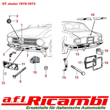 Befestigungsclip Nummernschildunterlage vorn Alfa GT Bertone Bj.1967-1977