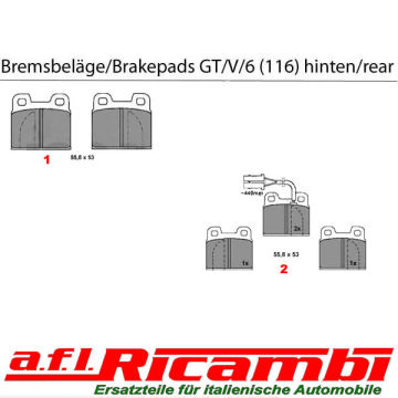Bremsbelagsatz hinten Alfetta GT/V 4 / GTV 6 (116) Bj. 1974 - 1983