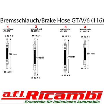 Bremsschlauch vorn Alfetta GT/V 4 / GTV 6 (116) Bj. 1981 - 1987