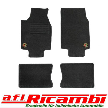 Fußmattensatz schwarz, gesticktes Emblem Alfa 75 (162) Bj.1985-1992