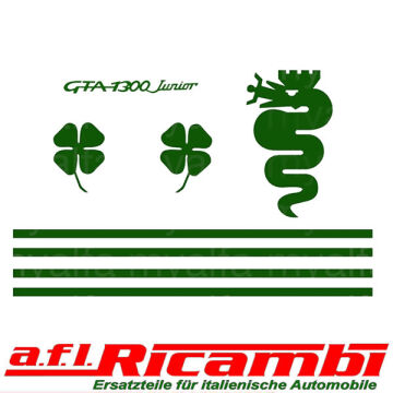 Aufkleber  "GTA 1300 Junior " grün ( Satz ) Alfa GT Bertone 105